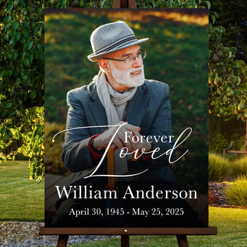 Custom Funeral Welcome Sign with Photo, Memorial Yard Sign, Celebration of Life Welcome Board (Background #02)