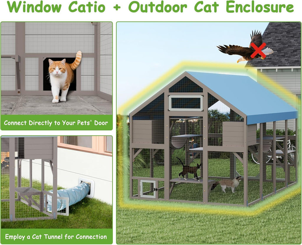 Extra Large Outdoor Cat Catio Walk-in Window Cat Patio Enclosure