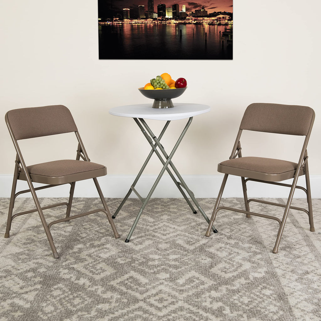 Metal Folding Chair, Beige, 4-Pack