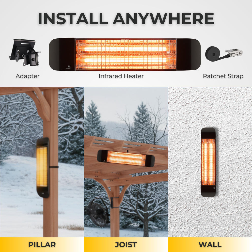 ZeboZap 1500W Infrared Electric Patio Heater for Gazebos, Pergolas, Decks, Garages, Backyards & Restaurants