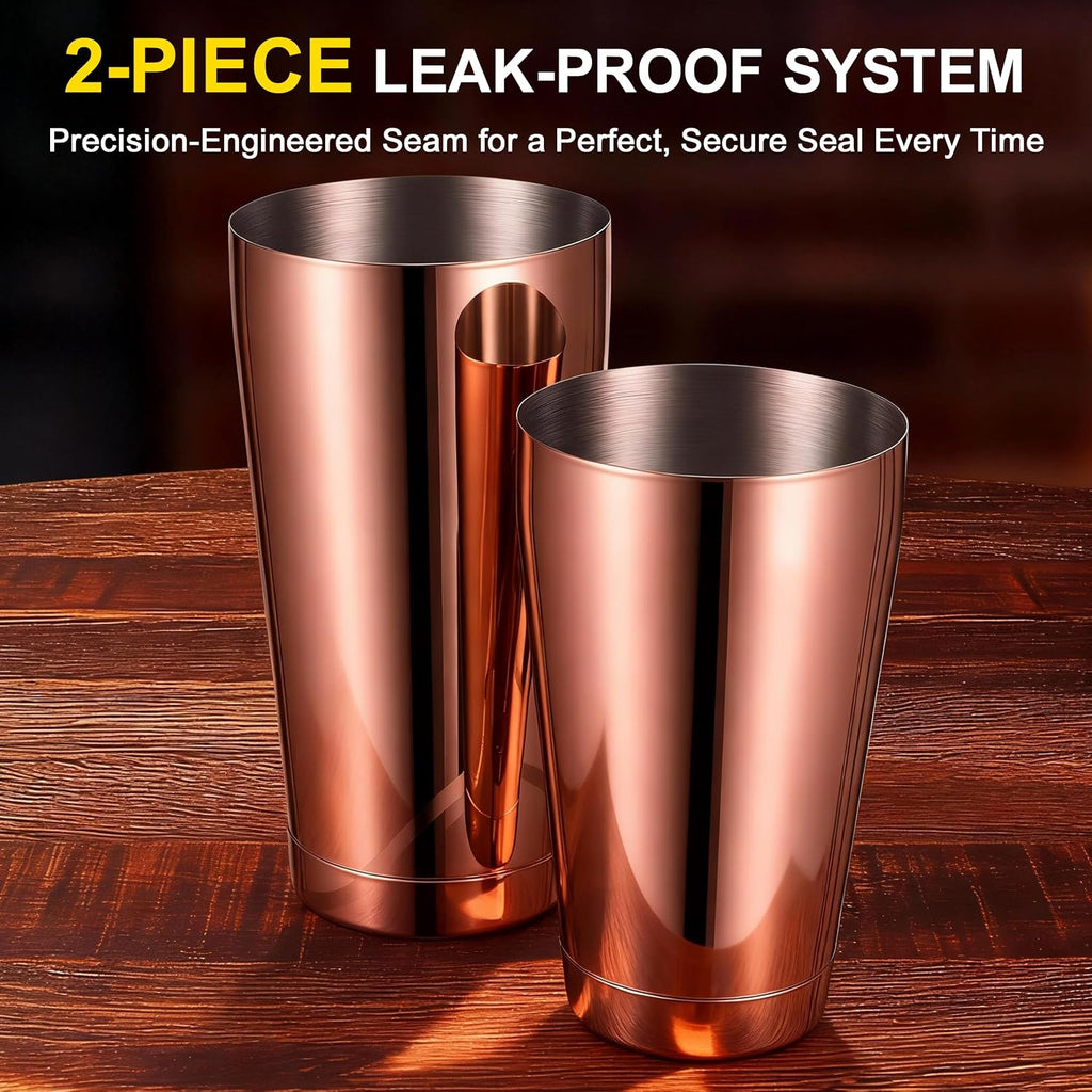 Boston Shaker Set, 18oz & 28oz 2-Piece Tins, Professional 304 Stainless Steel Cocktail Shaker with Leak-Proof - Set of 2