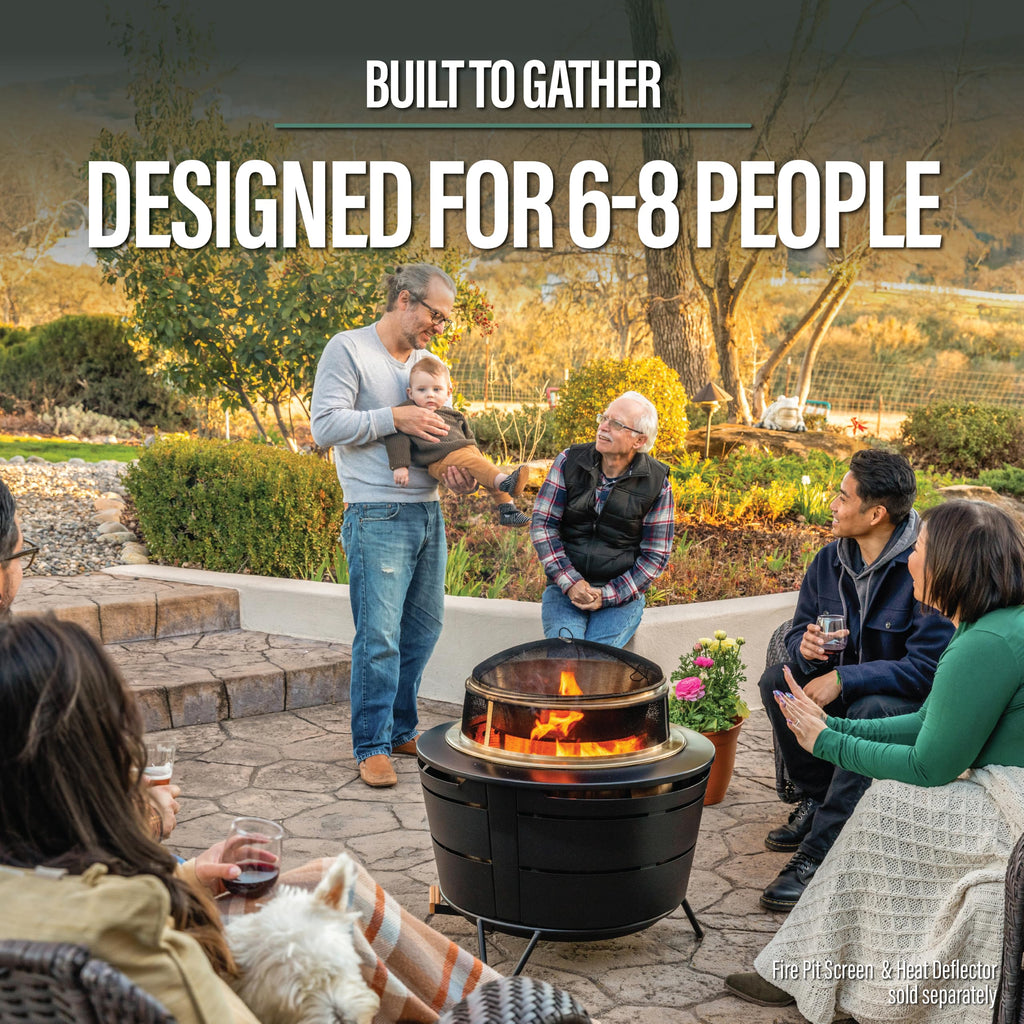 Reunion 27.5-Inch Smokeless Outdoor Wood Burning Fire Pit with Cover