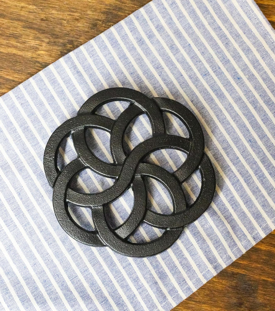 5" D Traditional Cast Iron Metal Tetsubin Teapot Trivet Stand Furniture Countertop Surface Protector Decorative