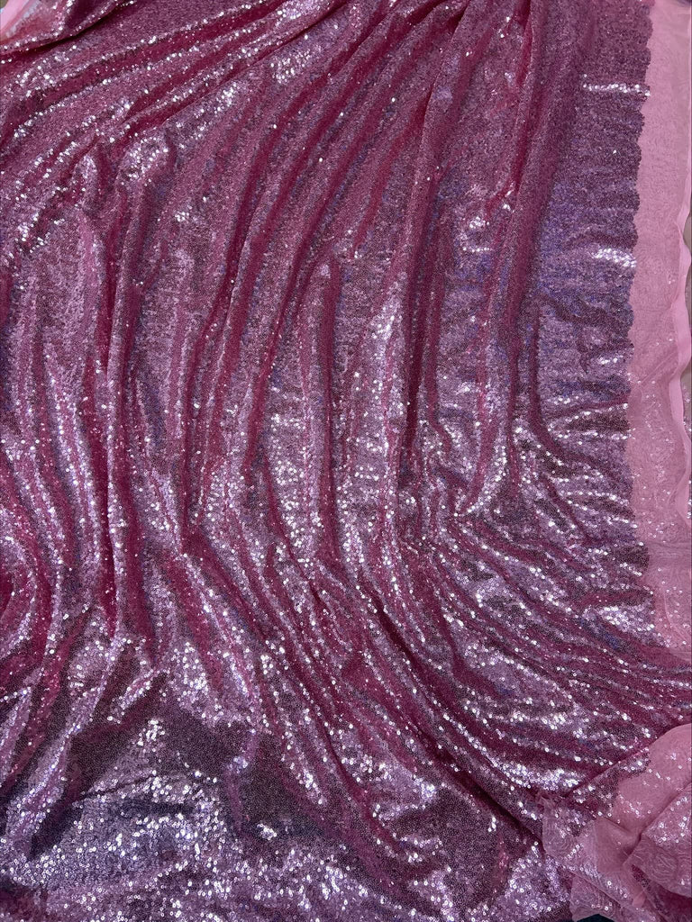 Dusty Rose Glitz Sequin Mini Disc Fabric 2 Yards - Sparkly Glitz Sequins | DIY Arts - 54" Wide Colorful Sequin Fabric
