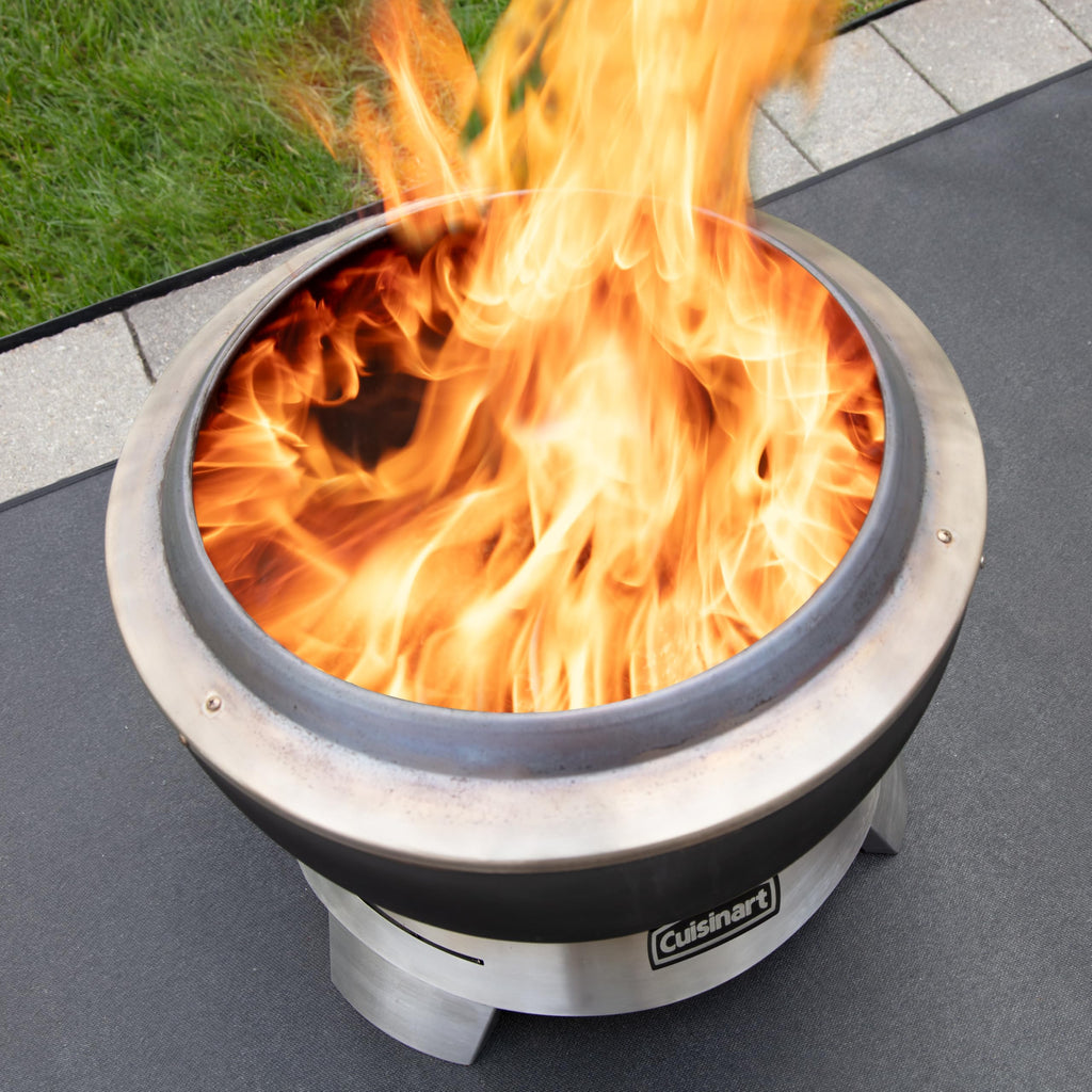 19.5" Cleanburn Smokeless Fire Pit with Removable Base for Ash, Portable Wood Burning Outdoor Fireplace, Stainless