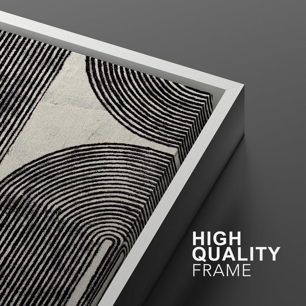 Framed Wall Art Print Set Black and White Geometric Line Abstract Photography Modern Art Rustic Relax/Calm Multicolor