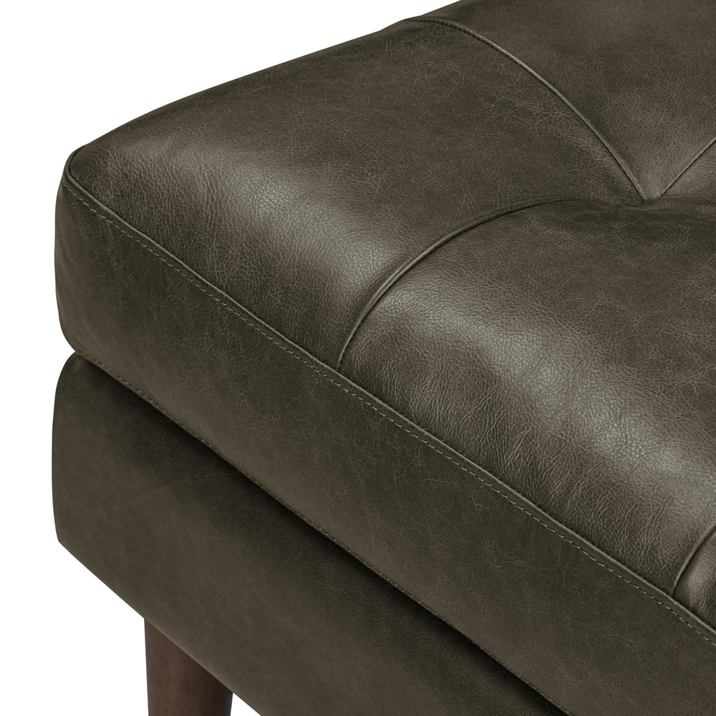 Napa Ottoman - Full-Grain Leather Upholstered Ottoman with Feather-Down Topper - Couch - Vintage Italian Leather in