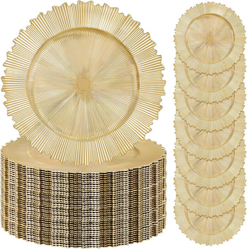 LIYH Gold Charger Plates 13 Inch, Dinner Chargers For Party Events - Set of 24