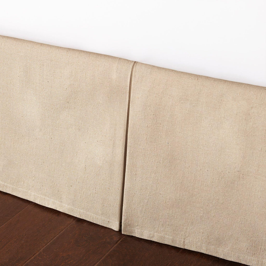Queen Size Faux Linen Dust Ruffle, 16-inch Drop with Box Pleat