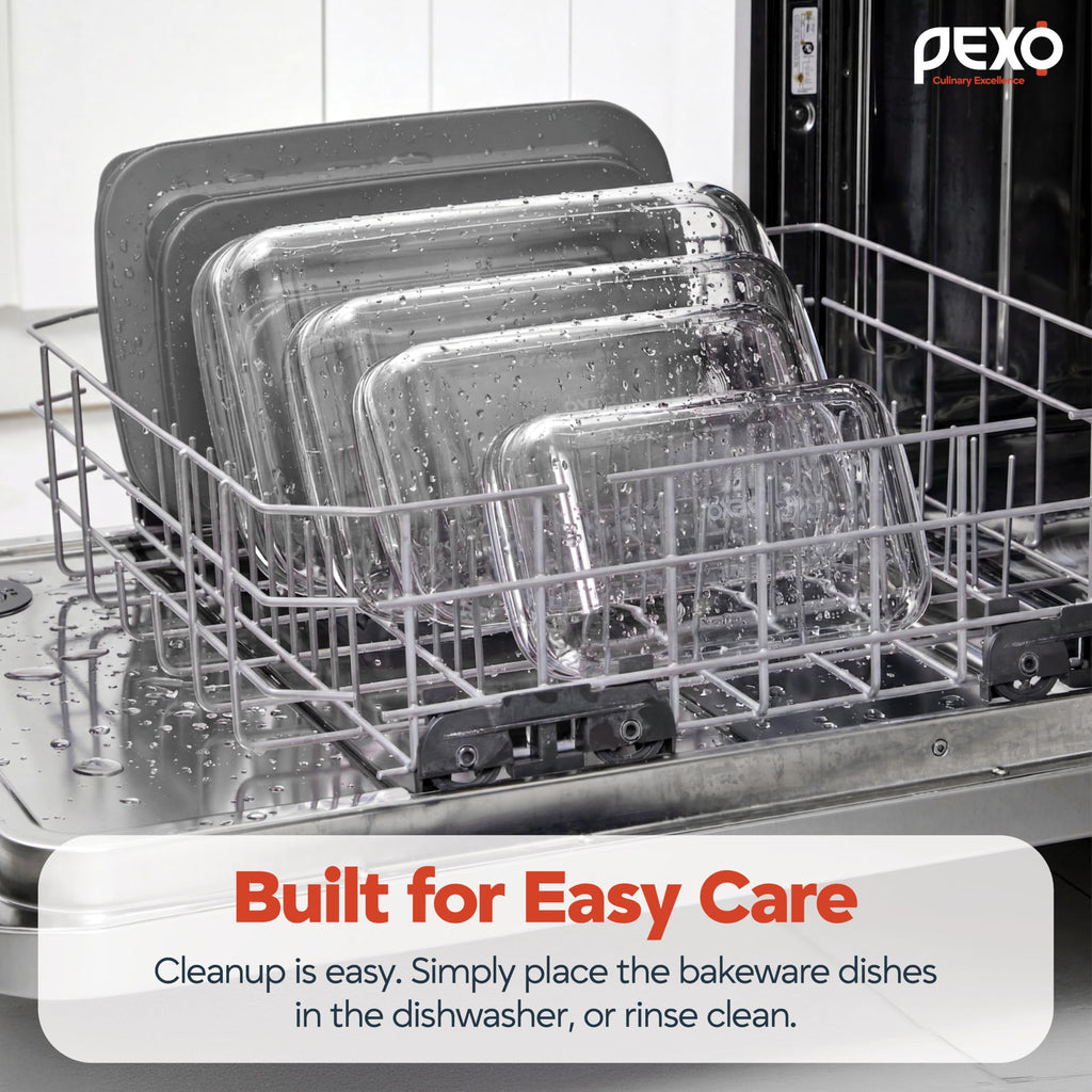 8 Piece Glass Baking Dish Set with Lids, BPA Free, With Easy Grip Slide On Silicone Handles (1.06QT, 1.69QT, 2.32QT