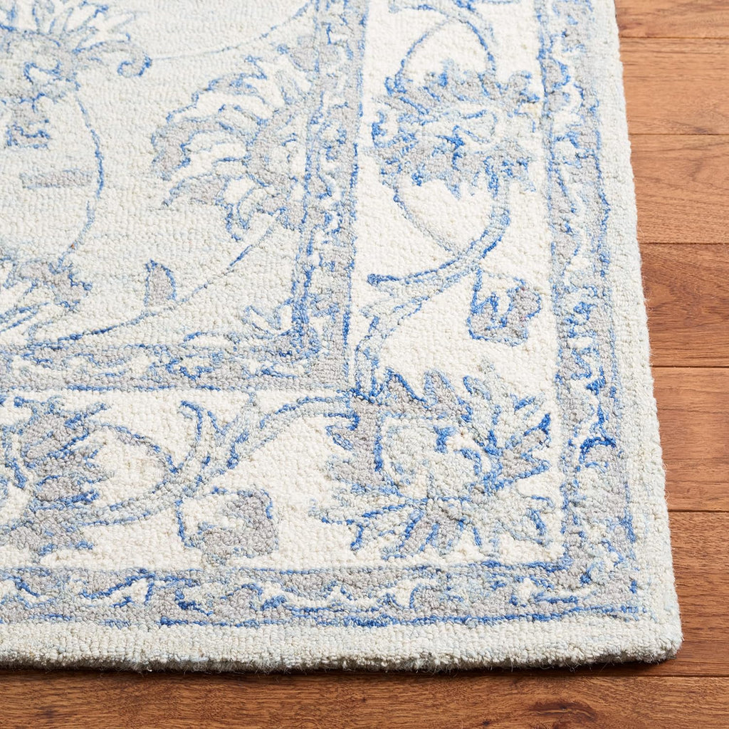 Micro-Loop Area Rug - 10' x 14', Light Blue & Ivory, Handmade Wool