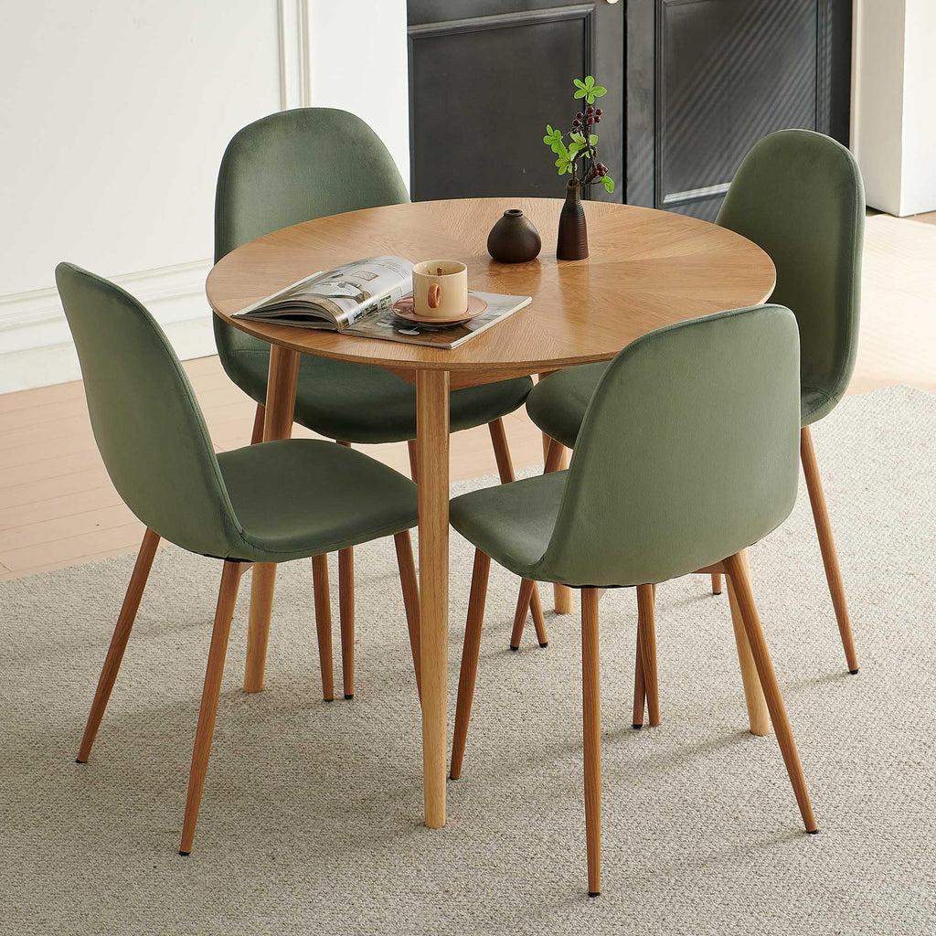 Round Dining Table for 2-4, Mid Century Modern 35 Inch Round Kitchen Table, Space Saving Small Dining Table with Oak