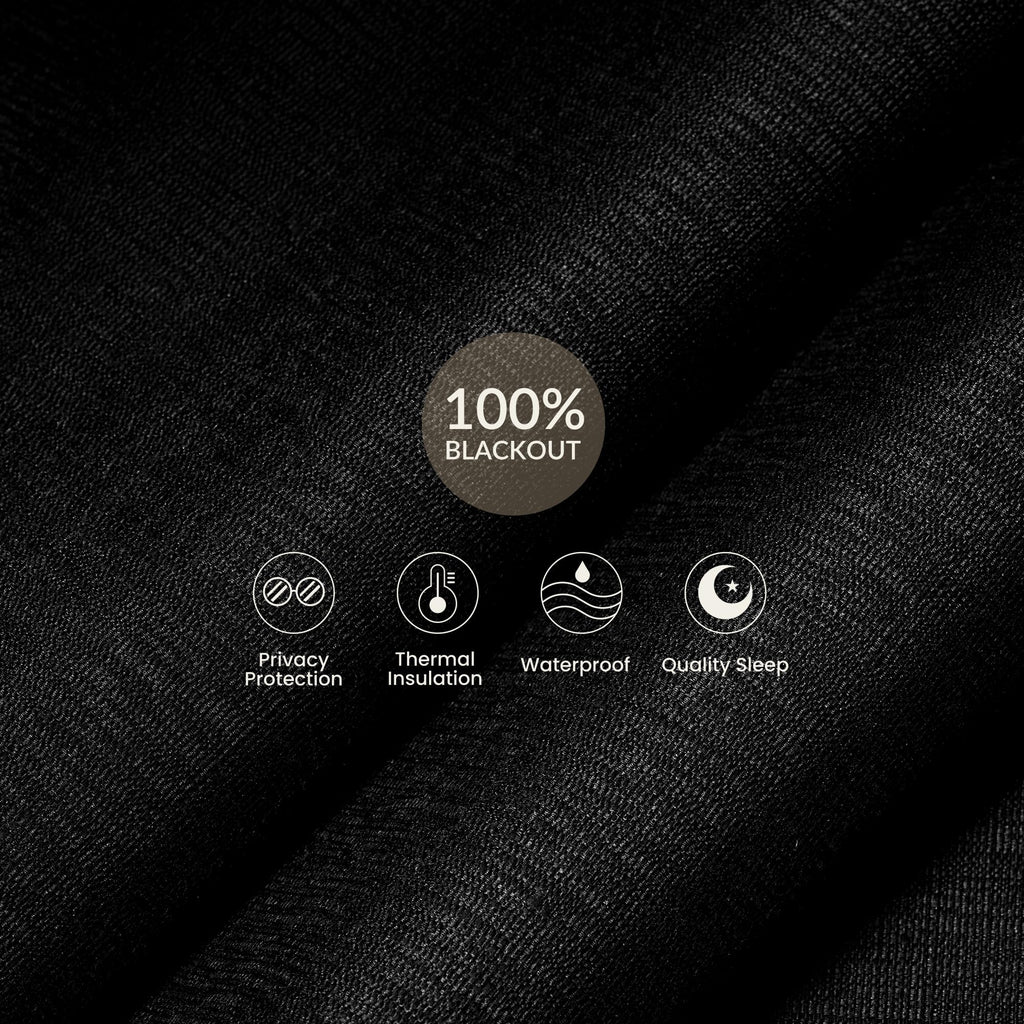 Blackout Linen Roller Shades for Windows, Black