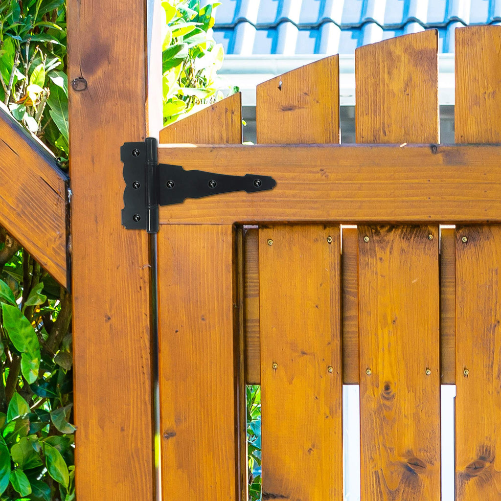 Black Decorative Ornamental Tee Hinge Set - Includes Handle, Hinges, Latch and Catch- 5"