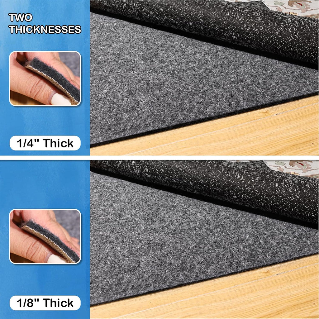 Non-Slip Rug Pads 1/4" Thick, 8x10Ft Waterproof Rugs Non Skid Rug Pad for All Floors and Finishes Durable Hardwood