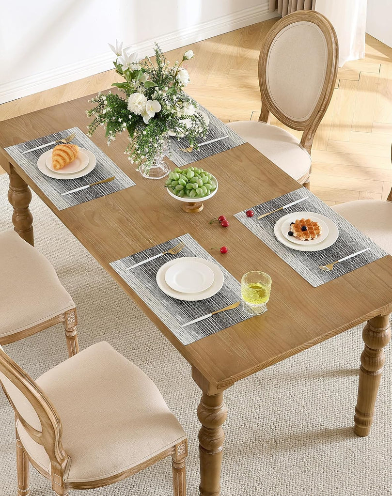 Woven Vinyl Placemats,Black& White - Set of 4