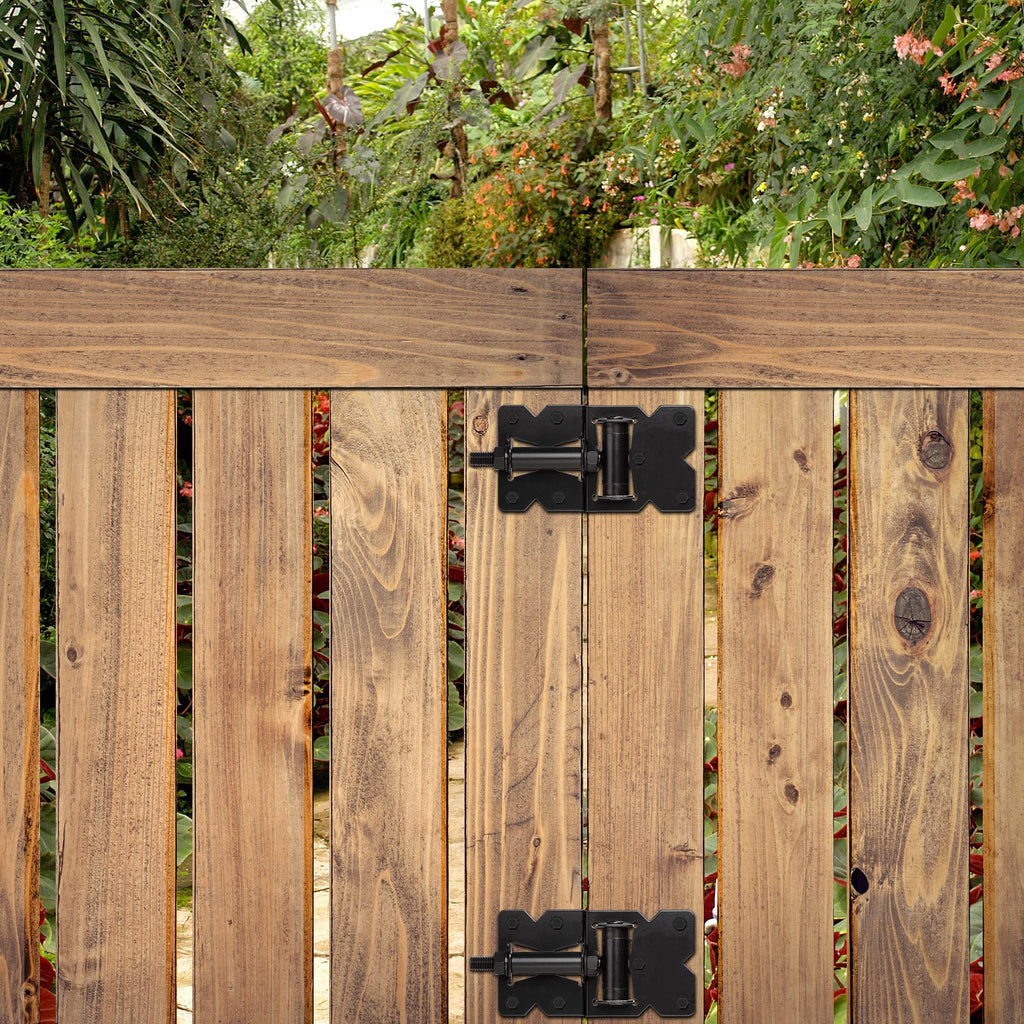 Heavy Duty Gate Hinges 2 Pack Solid Vinyl Fence Gate Closer Hinges with 22 Durable Screws, 90 Degree Tension Boerboel