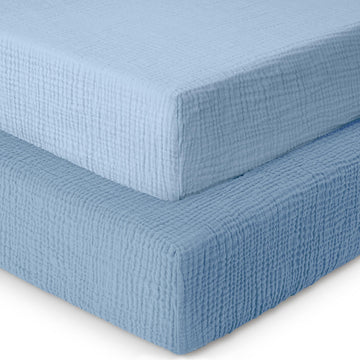 Mini Muslin Crib Sheets, 100% Cotton Mini Crib Sheets, 2 Pack
