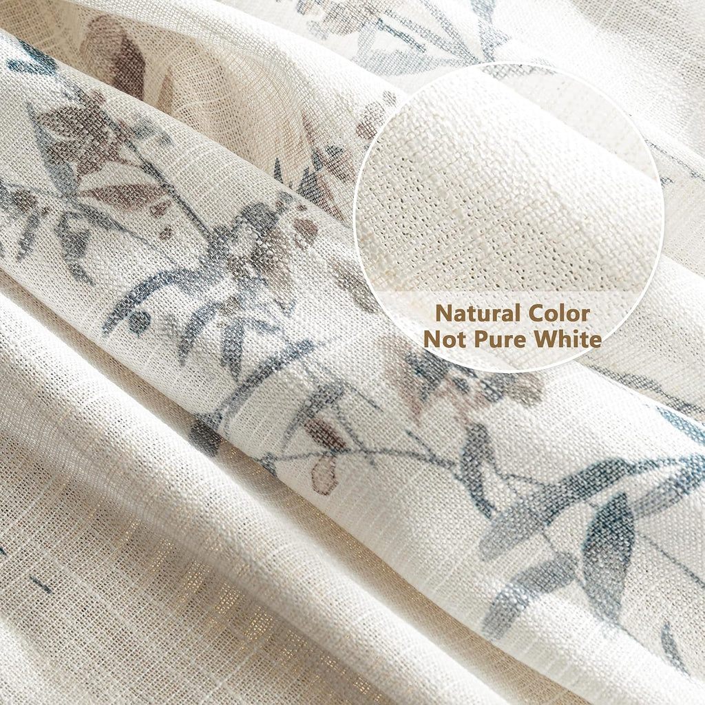 Sheer Floral Curtains for Living Room 95 Inch Long, Look Vertical Drapes Bedroom Light Filtering Privacy Added