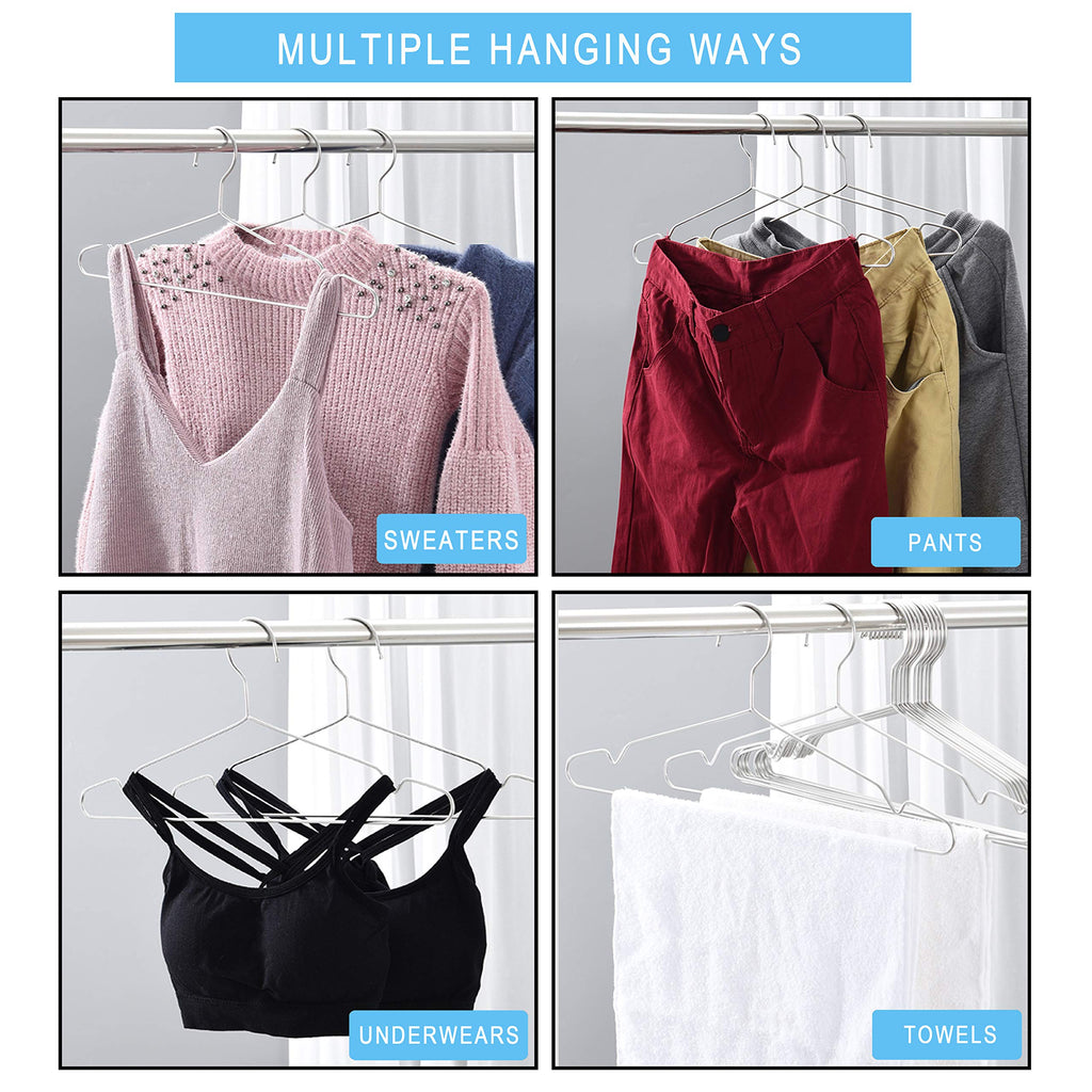 Clothes Hangers 50 Pack Coat Hangers Wire Hanger Bulk Metal Hanger Non Slip Heavy Duty Clothing Hangars Space Saving