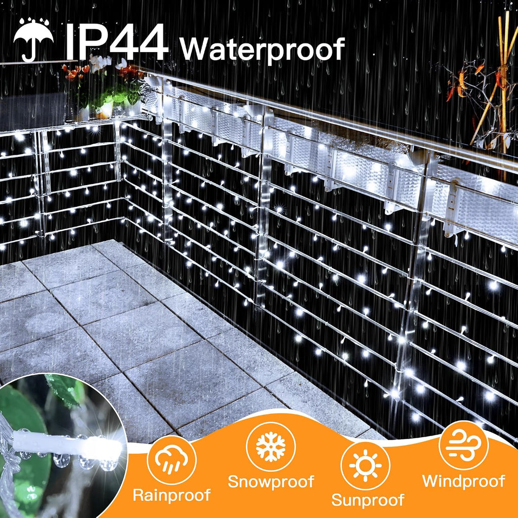 328FT 1000 LED Christmas Lights Outdoor Waterproof, Timer & Memory Function, 8 Modes Cool White String Lights Plug