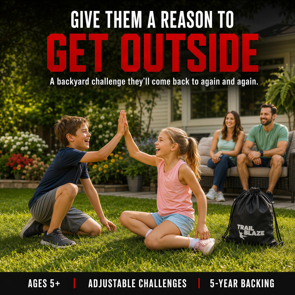 Warrior Obstacle Course Kids Outside - 50ft Backyard Slackline