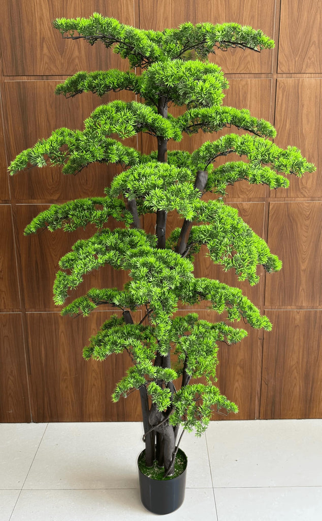 6FT Artificial Bonsai Tree in Pot - Large Realistic Cedar Tree Faux Pine Plant Decor, Hotel Lobby Entryway Greenery