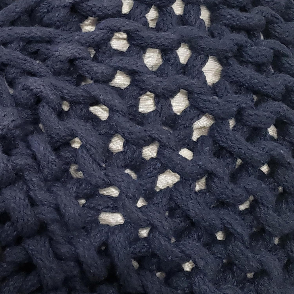 Nahunta Knitted Round Pouf - Cotton - Navy