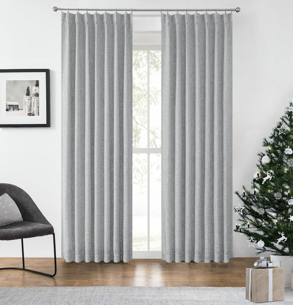 Grey Pinch Pleat Blackout Curtain Panel with Hook, 40"x108"x2
