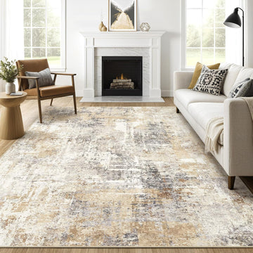 Area Rugs 9x12 Living Room: Washable Large Abstract Neutral Modern Soft Rugs Stain Resistant Indoor Floor Non-Slip