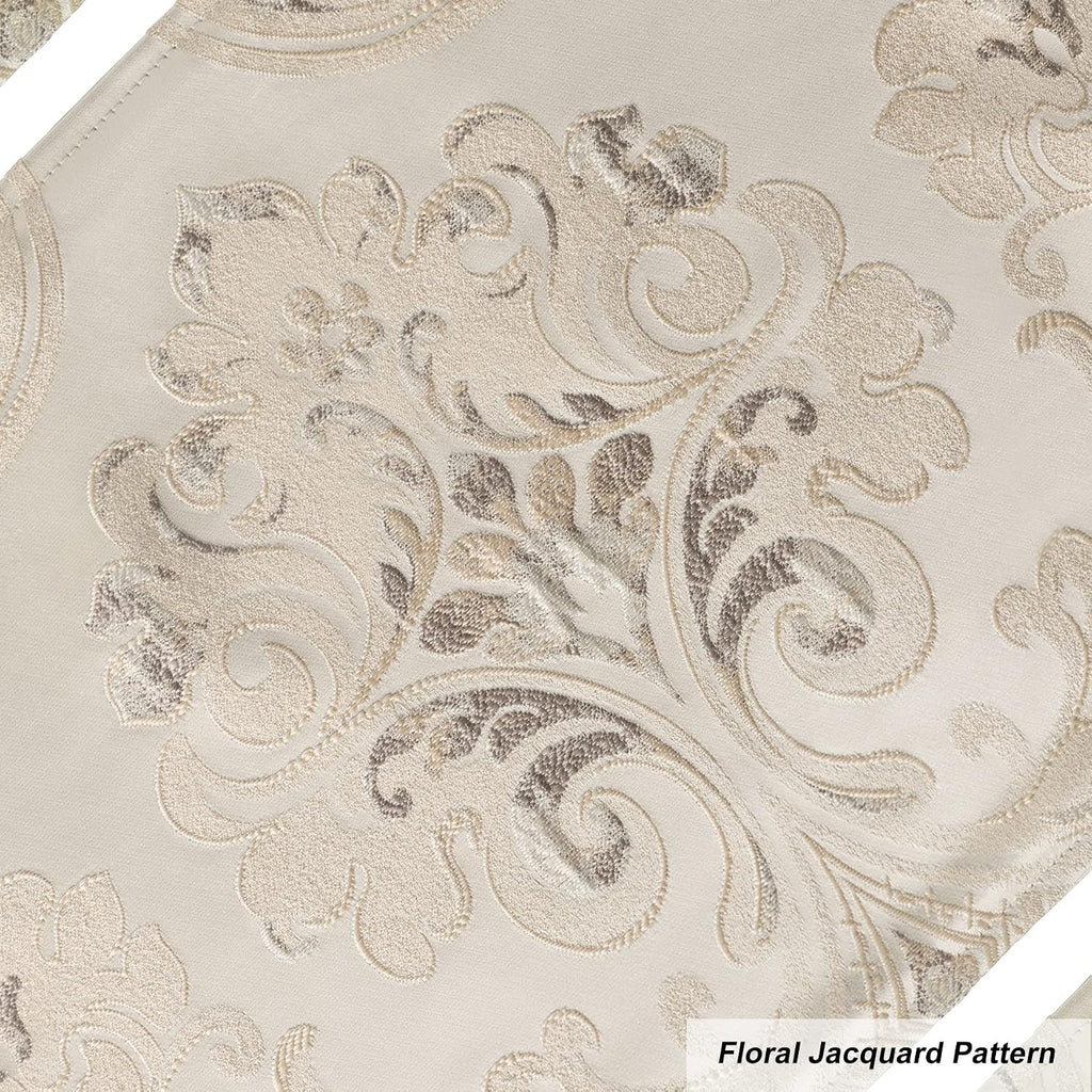 Luxury Damask Floral Placemats Set of 6, Light Apricot | Double Layer Design Jacquard Dining Table Mats Room