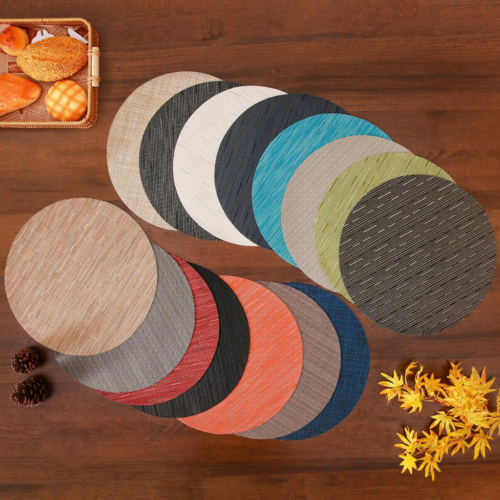 Inch Round Placemats, Washable Vinyl Woven Place Mats - Set of 8