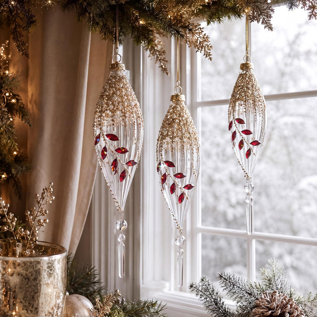 3 Pcs Christmas Glass Ball Ornaments Xmas Tree Decorations