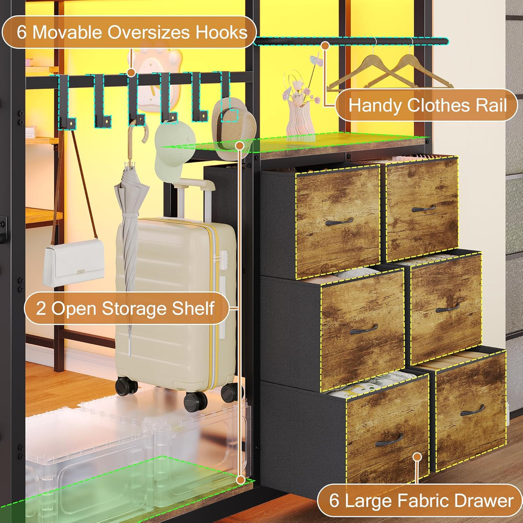Loft Bed with Desk Full,Full Bed Frame with 6 Storage Drawers