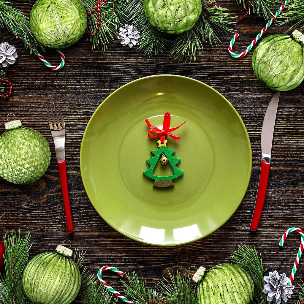 Christmas Lime Green Glass Ball Ornaments, Tree Decoration - Set of 12