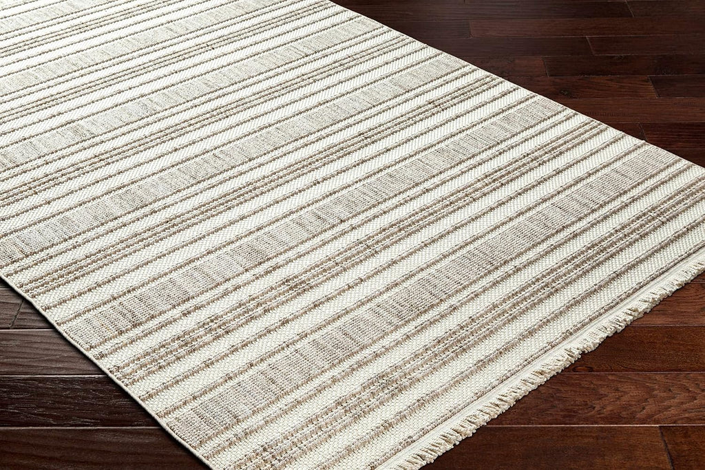 Avari Living Room, Bedroom Area Rug - Striped - Bohemian Transitional Modern Minimalist Farmhouse - Bone, Multi