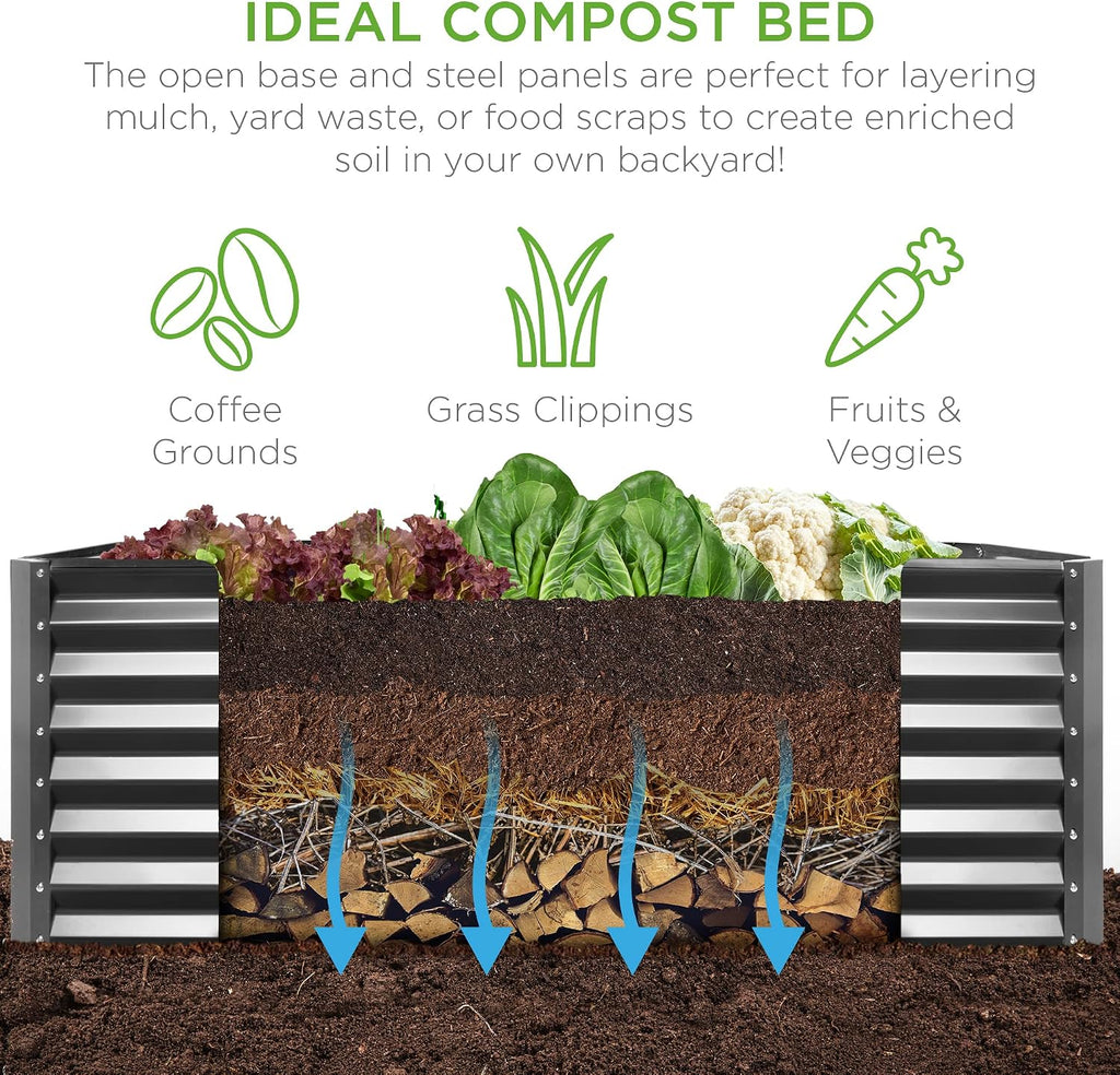 8x4x2ft Outdoor Metal Raised Garden Bed, Deep Root Planter Box for Vegetables, Herbs & Flowers, 478-Gallon Capacity