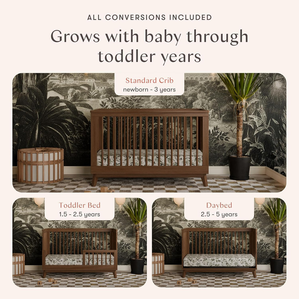 Scoot 3-in-1 Convertible Baby Crib, Natural Walnut | GREENGUARD Gold Certified, Converts to Toddler Bed & Daybed - 4