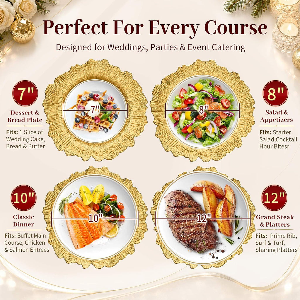 Gold Charger Plates Bulk , 13" Gold Reef Chargers for Dinner - Set of 50