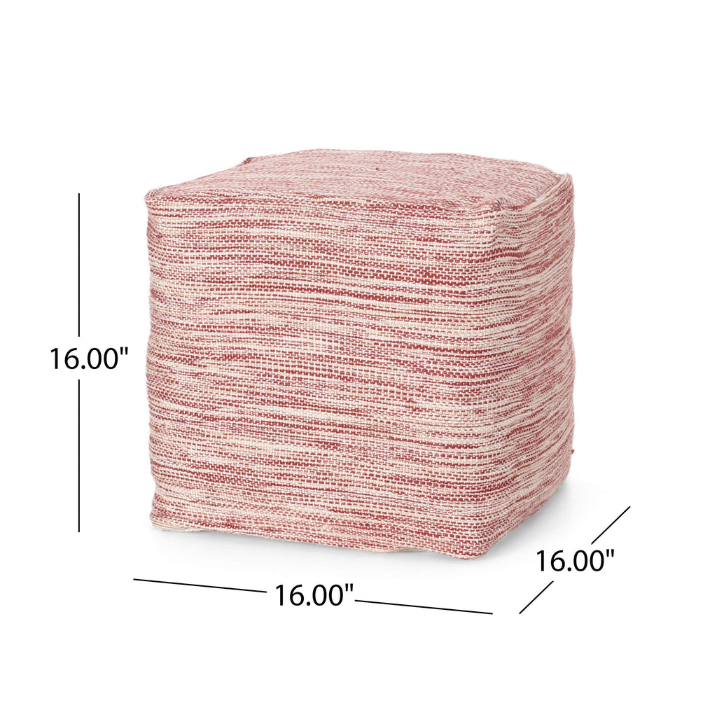 Noble House Deja Boho Yarn Pouf in Red and White