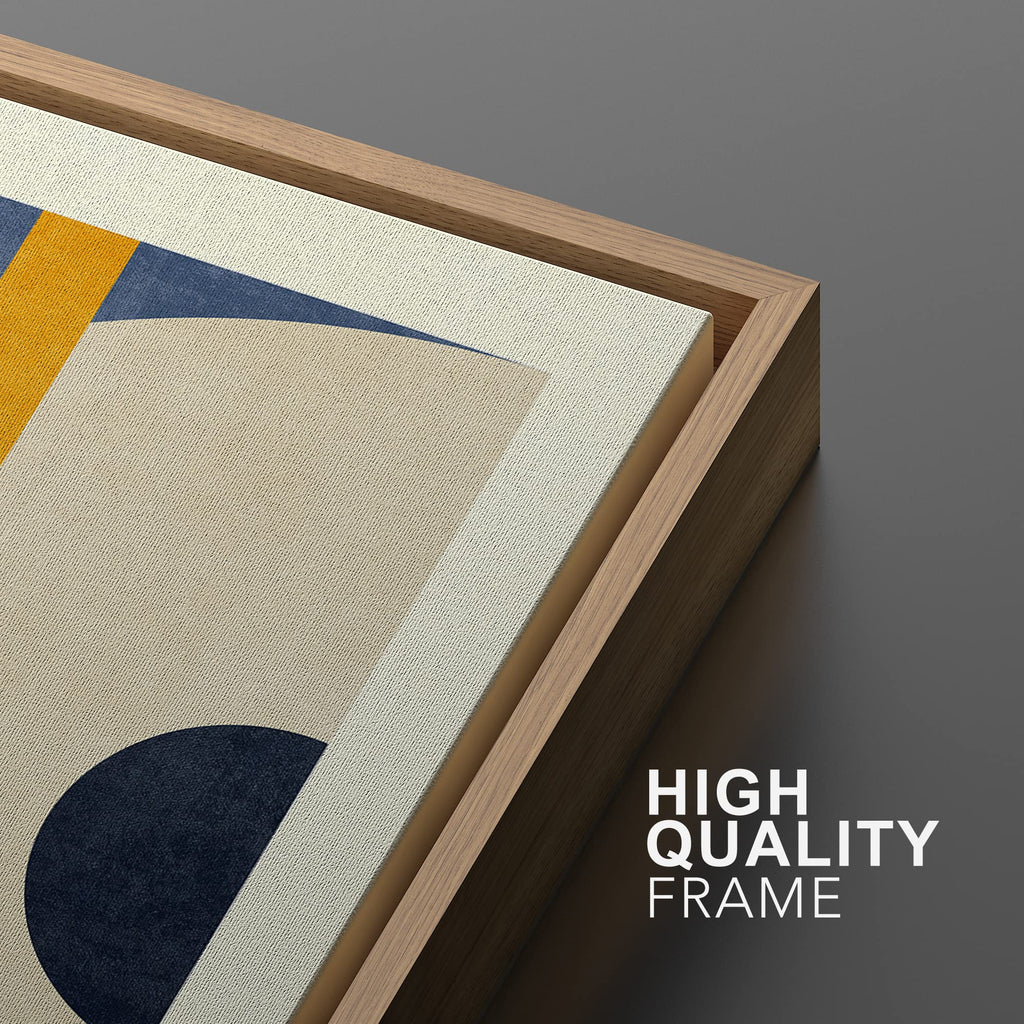 Framed Canvas Print Wall Art Red & Blue Bauhaus Geometric Display Abstract Shapes Illustrations Fine Art Mid-Century