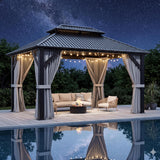 10'x12' Gazebo Hardtop Gazebo, Aluminum Frame Pergola with D - Image 3