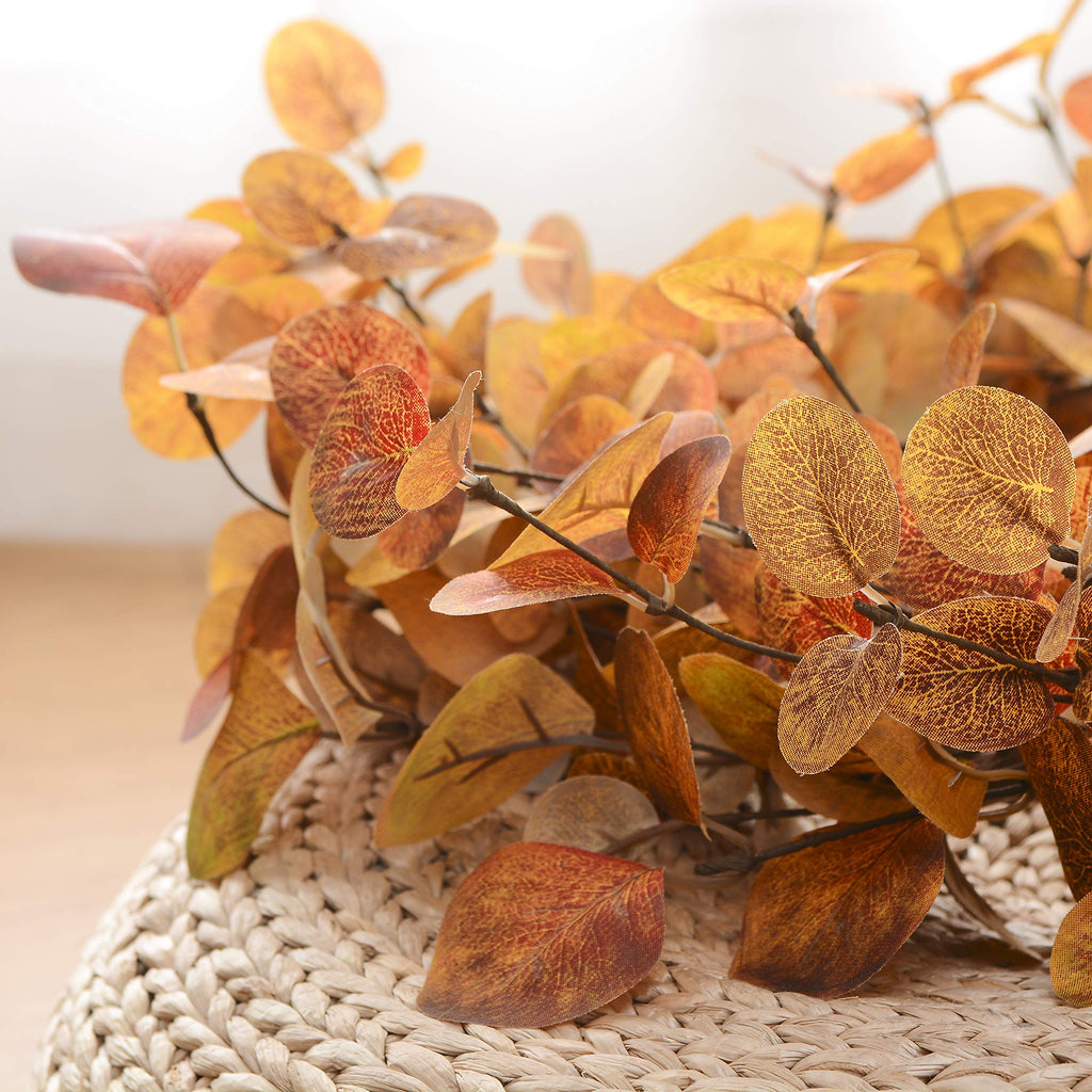 20" Fall Wreath for Front Door, Golden Eucalyptus Leaves