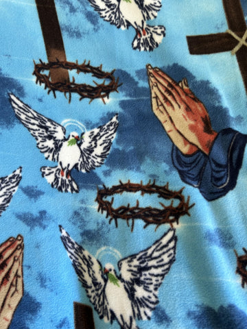 Holy Prayers for Peace Anti-Pill Premium Fleece Fabric By The Yard