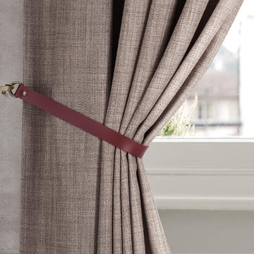 Faux Leather Curtain Tiebacks with Hooks, 4 Pack, Claert