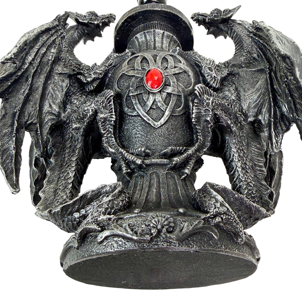 Dragon Table Lamp, 19 Inch Gothic Guardians with Black Fabric Shade
