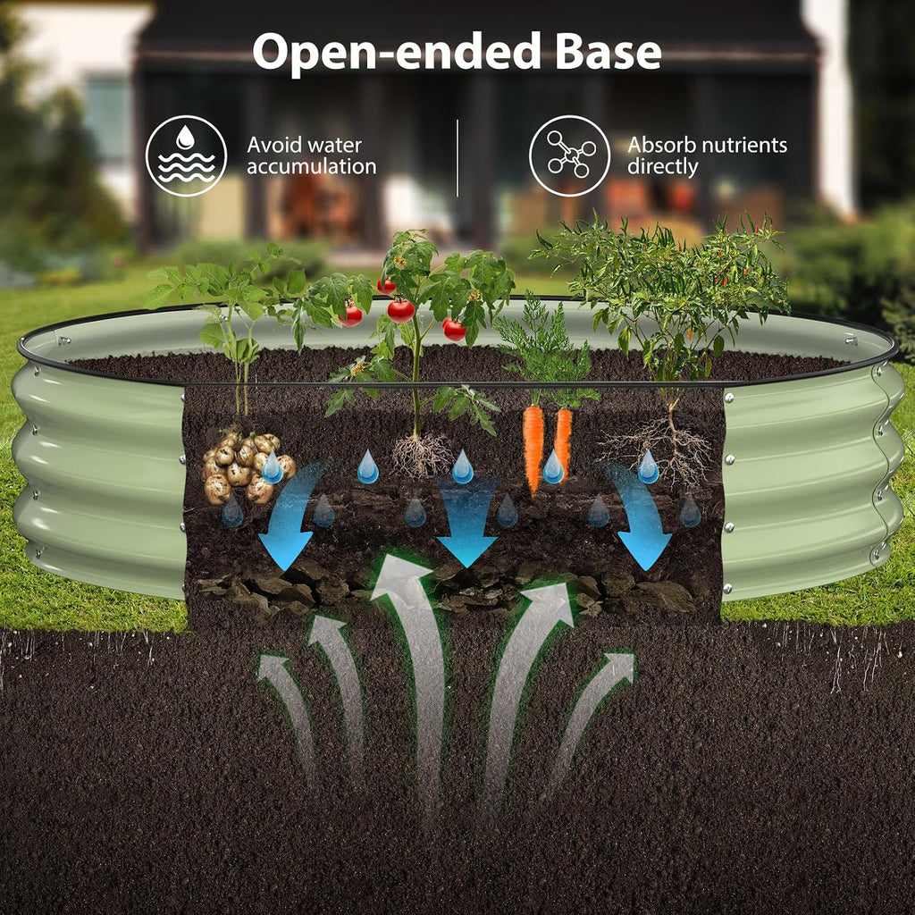 Raised Garden Bed Kit, 4x4x1 ft Round Galvanized Planter Box Outdoor with Safety Edging, Large Metal Raised Beds for