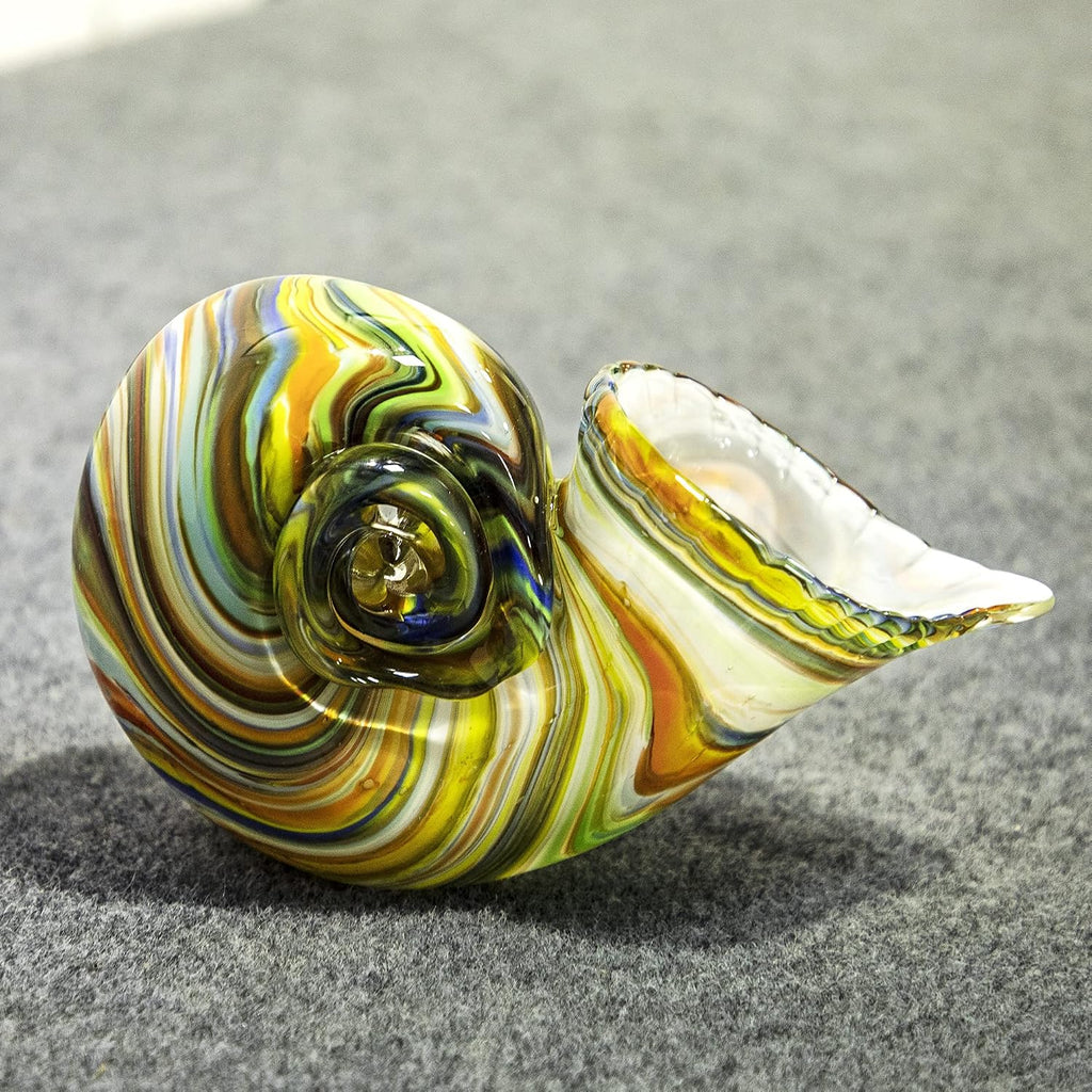 7.7" Glass Nautilus Conch Figurines, Hand Blown Seashell Art