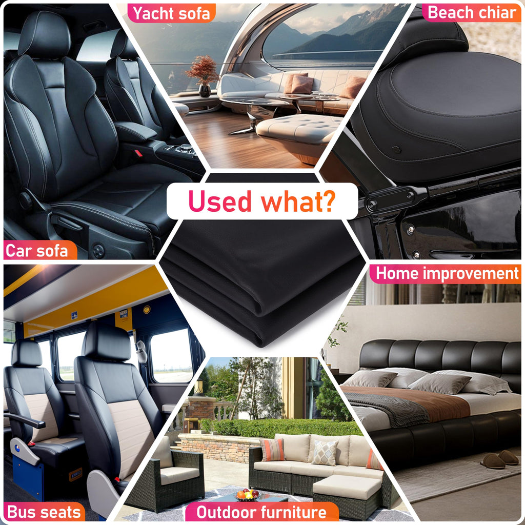 Black : 54"x36" Faux Leather for Boat Seats