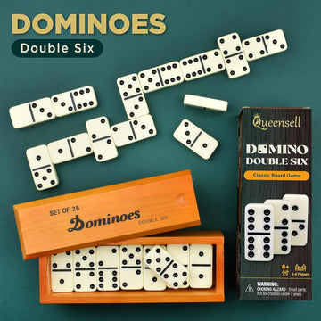 Jumbo Dominoes Set for Adults and Kids - Domino Set for Classic Board Games - Jumbo Dominoes Double 6 for Travel